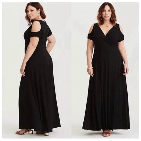 Torrid Black Jersey Cold Shoulder Maxi Dress Size 1X - Picture 1 of 6